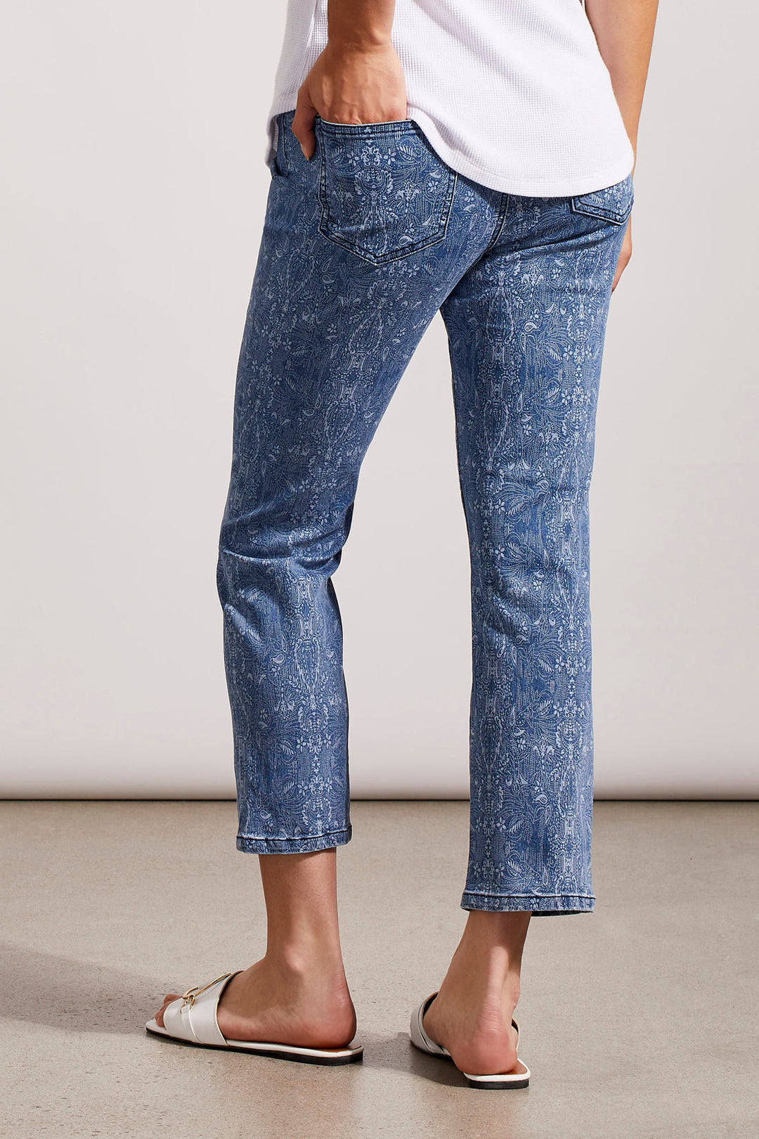 Pull-On Print Crop Denim Pant