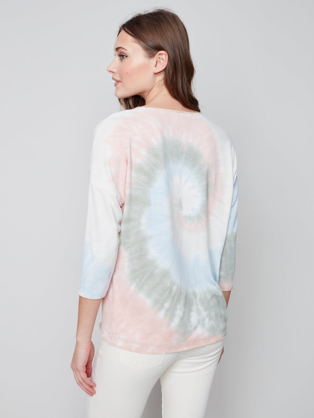 Long Sleeve V-Neck Tie Dye Top