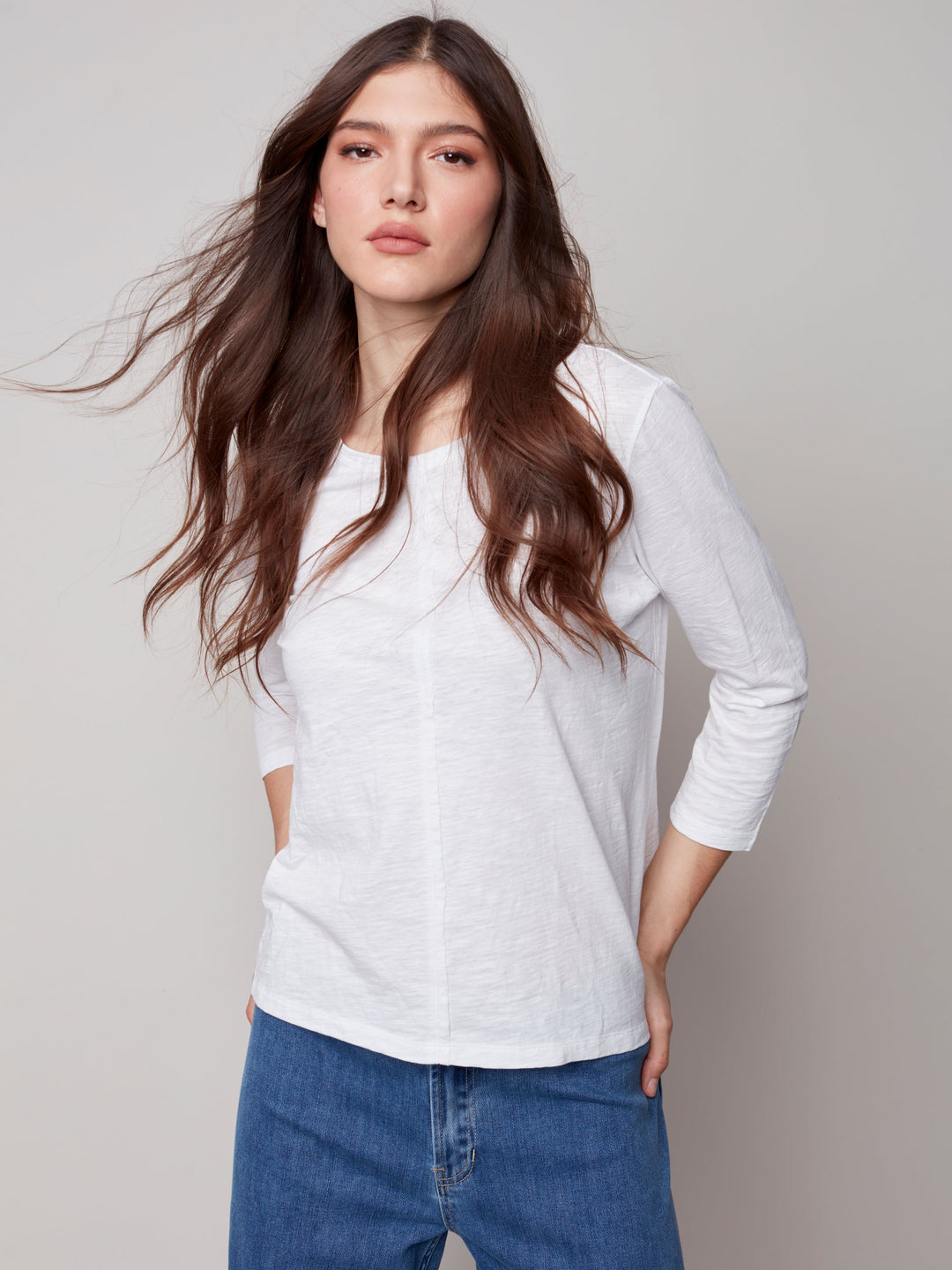 Long Sleeve Crew Neck With Contrast Trim