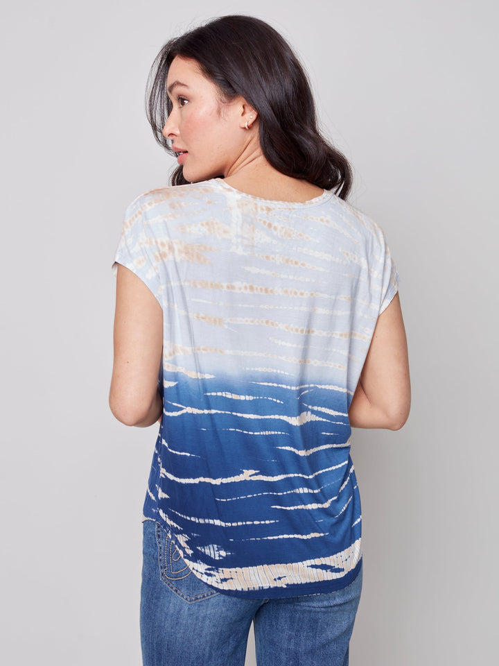 Sleeveless Tie Dye Rounded Hem Top