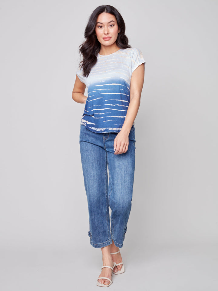 Sleeveless Tie Dye Rounded Hem Top