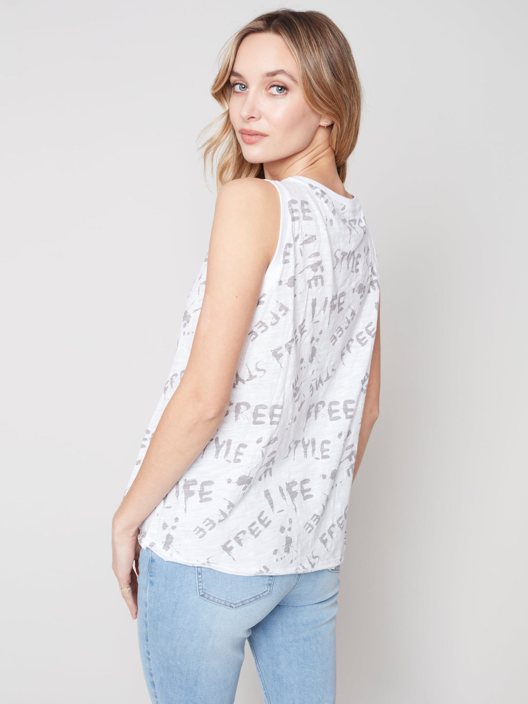 Sleeveless Printed Cotton Top
