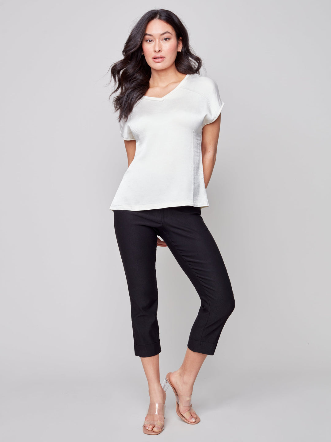 Short Sleeve Jersey V-Neck Top