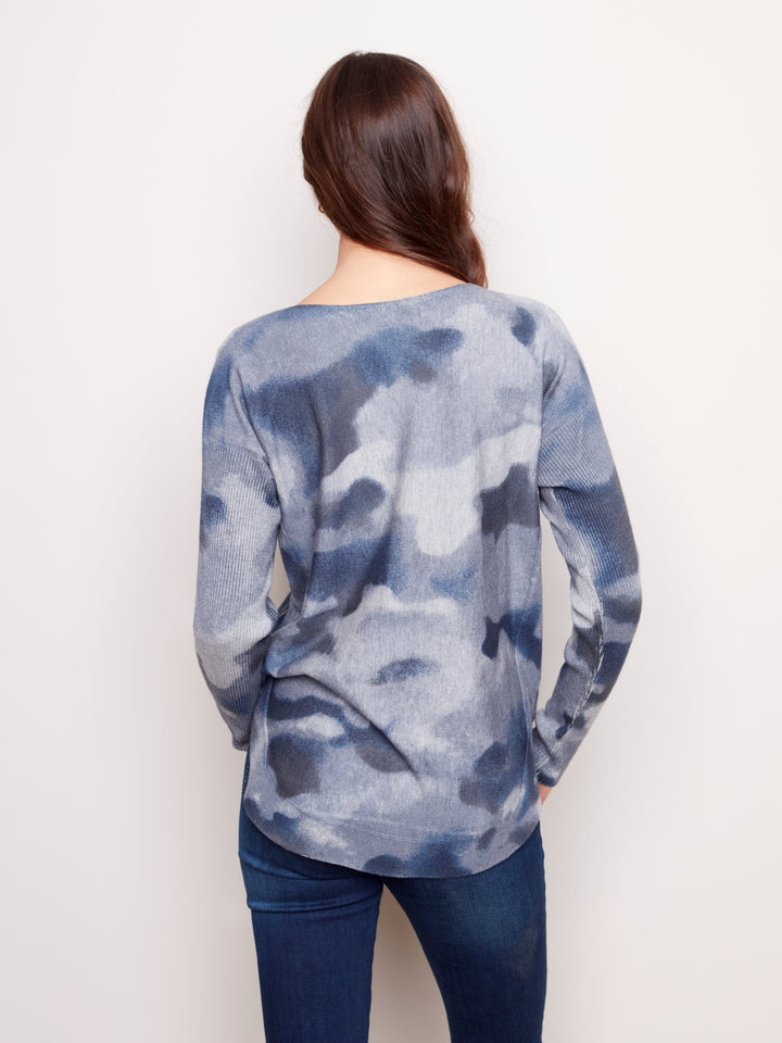 Camo Plush Pocket Knit Top