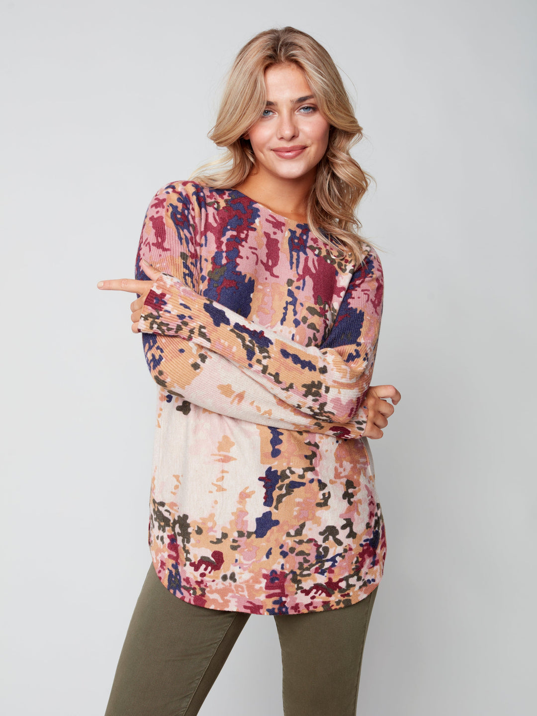 Camo Plush Pocket Knit Top