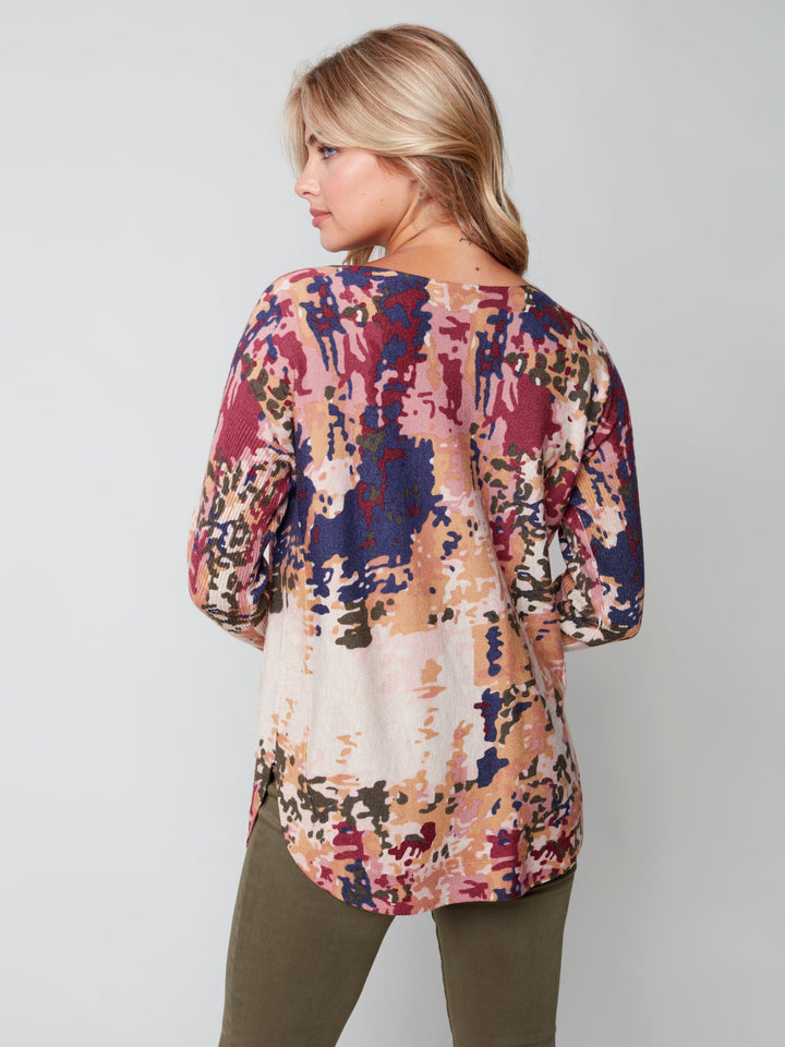 Camo Plush Pocket Knit Top