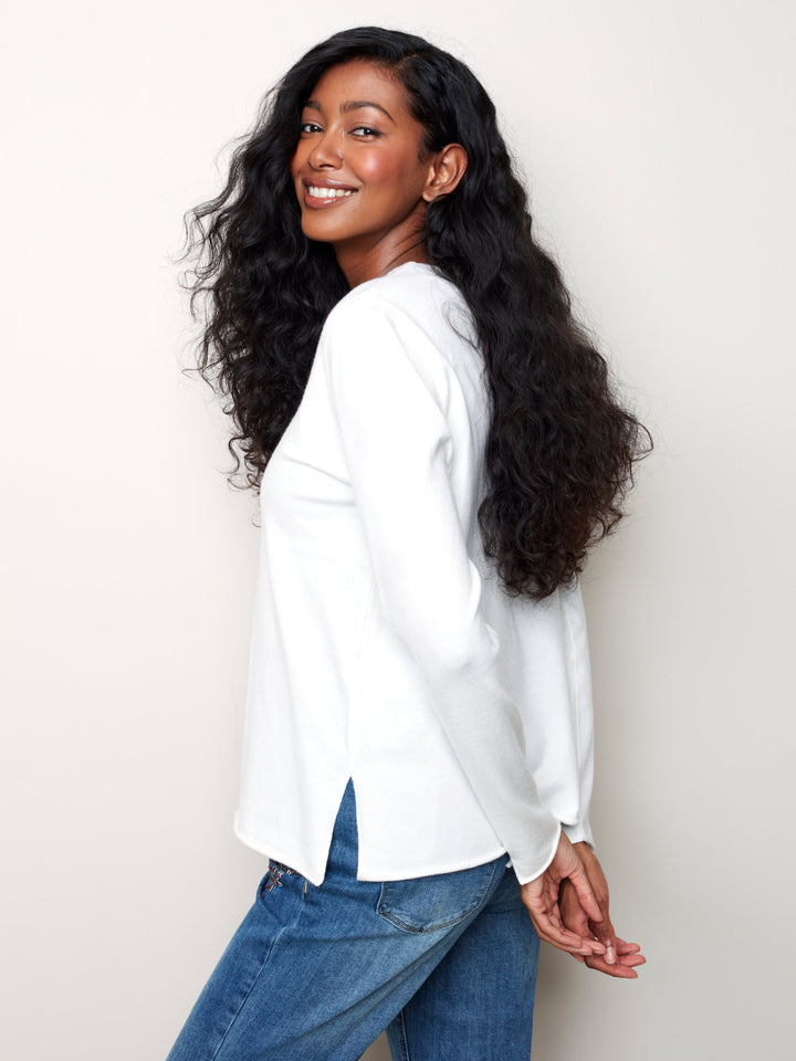 V-Neck Plush Knit Sweater
