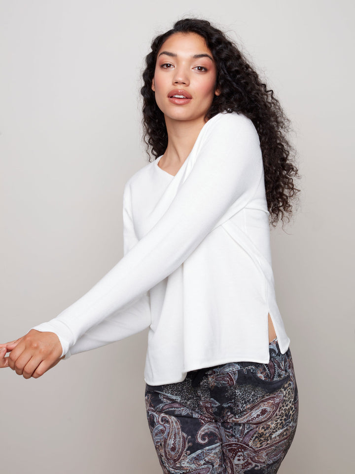 V-Neck Plush Knit Sweater
