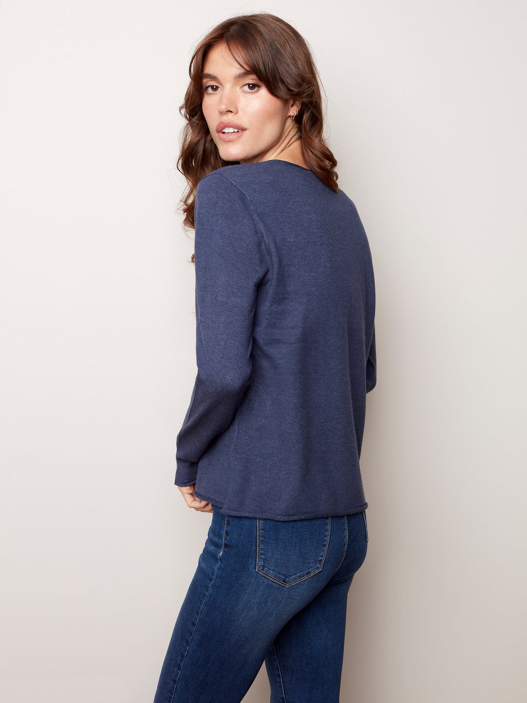 V-Neck Plush Knit Sweater