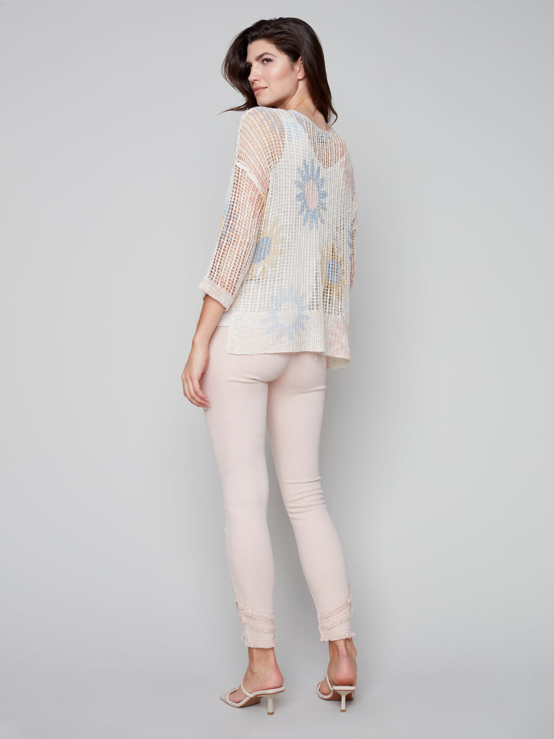 Print Long Sleeve Sweater With Hem Detail