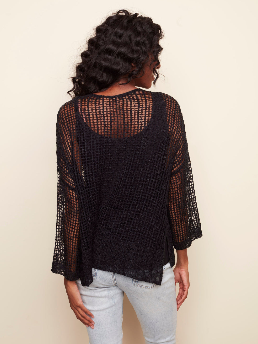 V-Neck Crochet Sweater