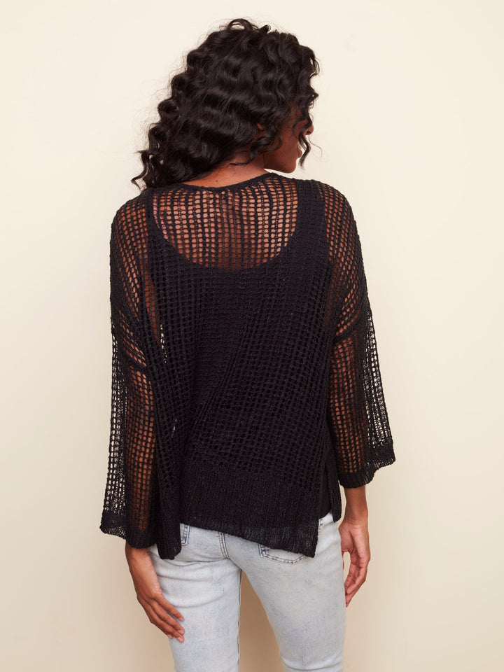 V-Neck Crochet Sweater