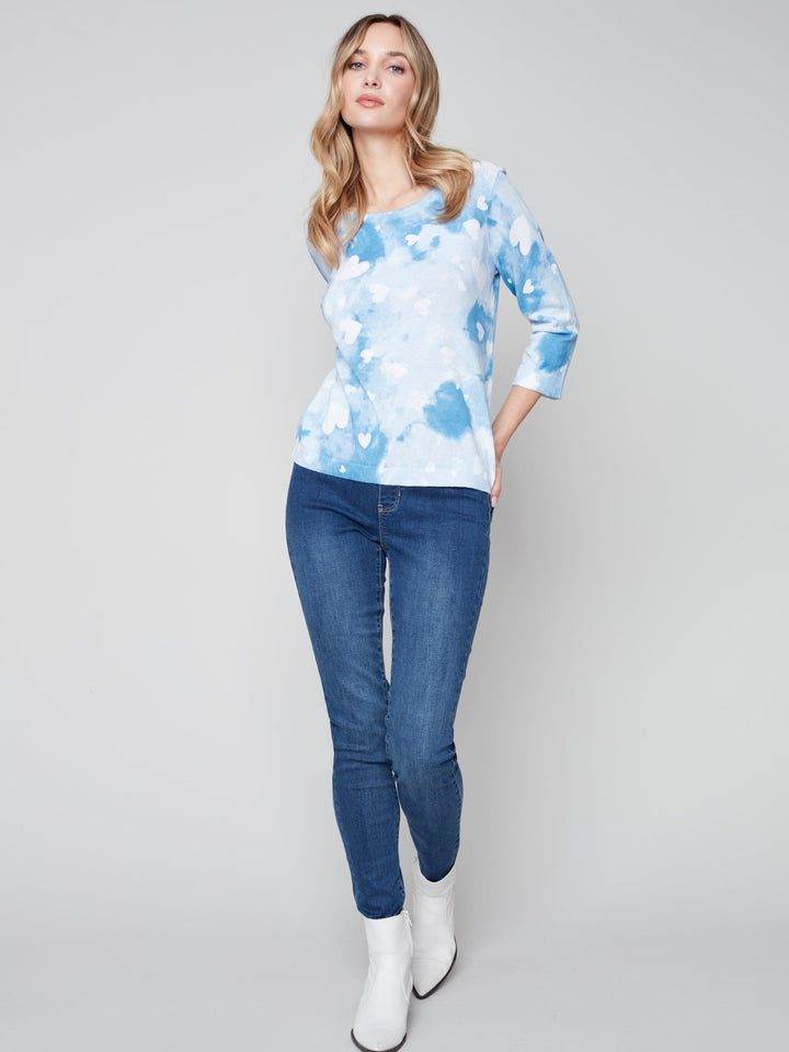 Long Sleeve Knit Top With Contrast Hem Detail
