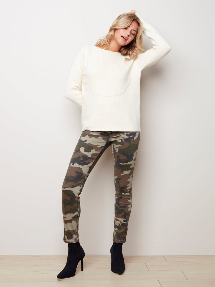 Smiley Face Cotton Knit Top