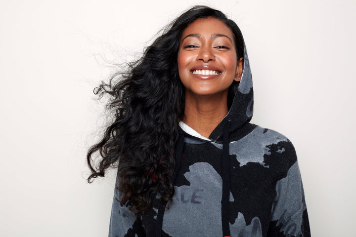 Abstract Hooded Knit Sweater