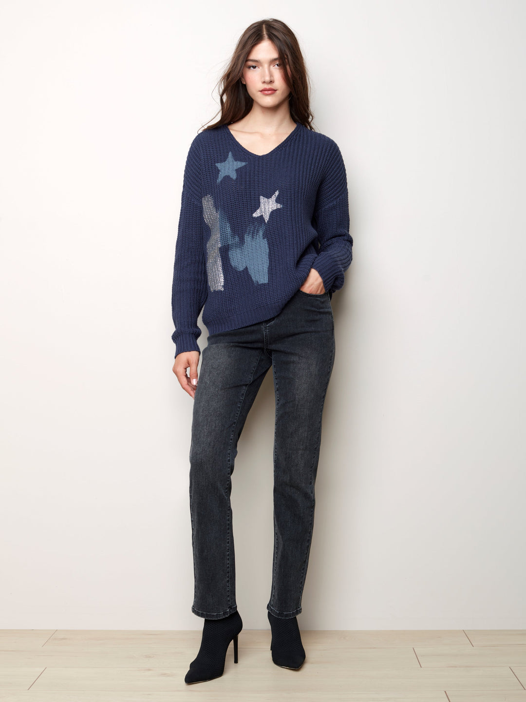 Chunky Cotton V-Neck Sweater