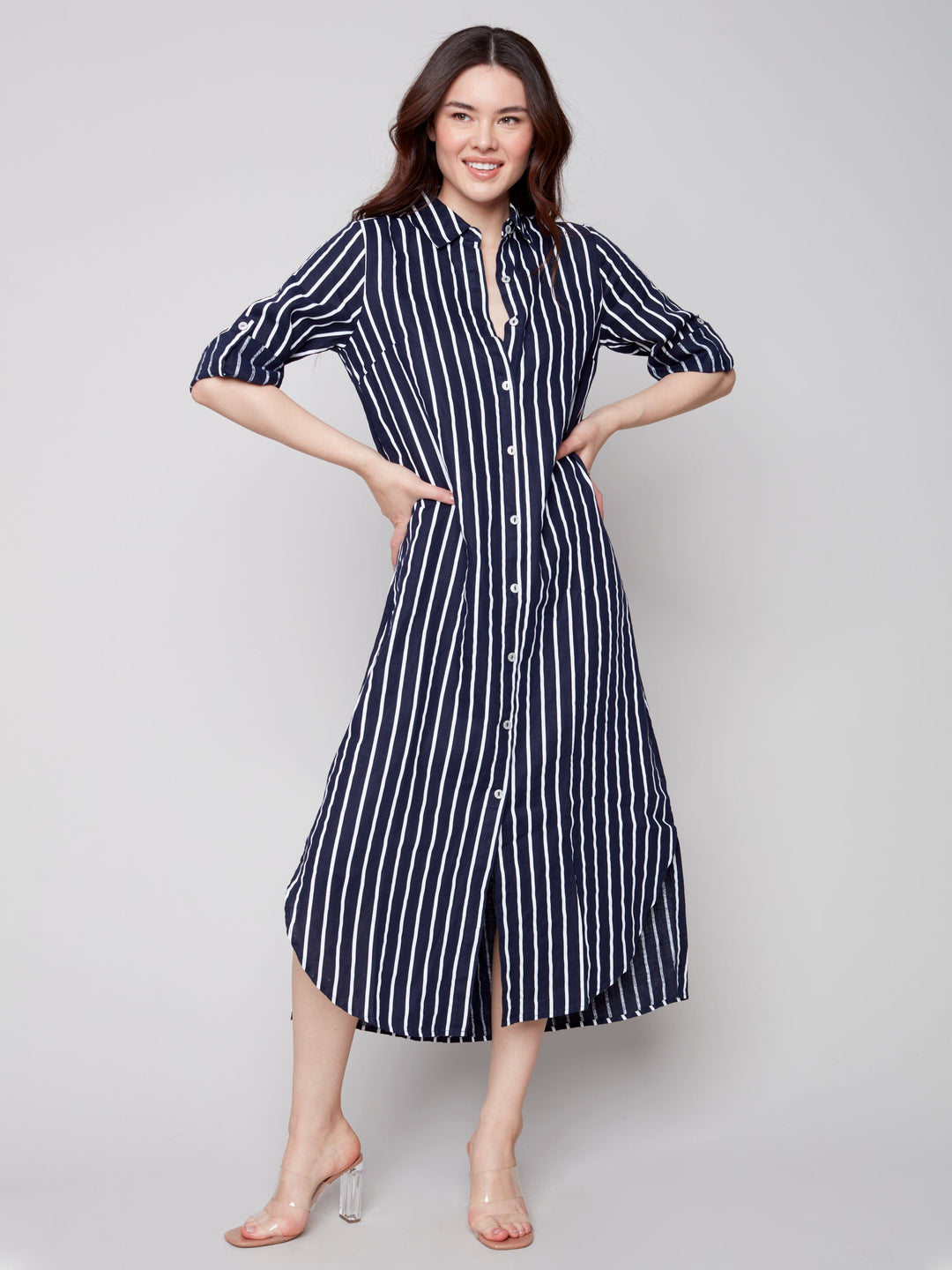 Striped Linen Maxi Shirtdress
