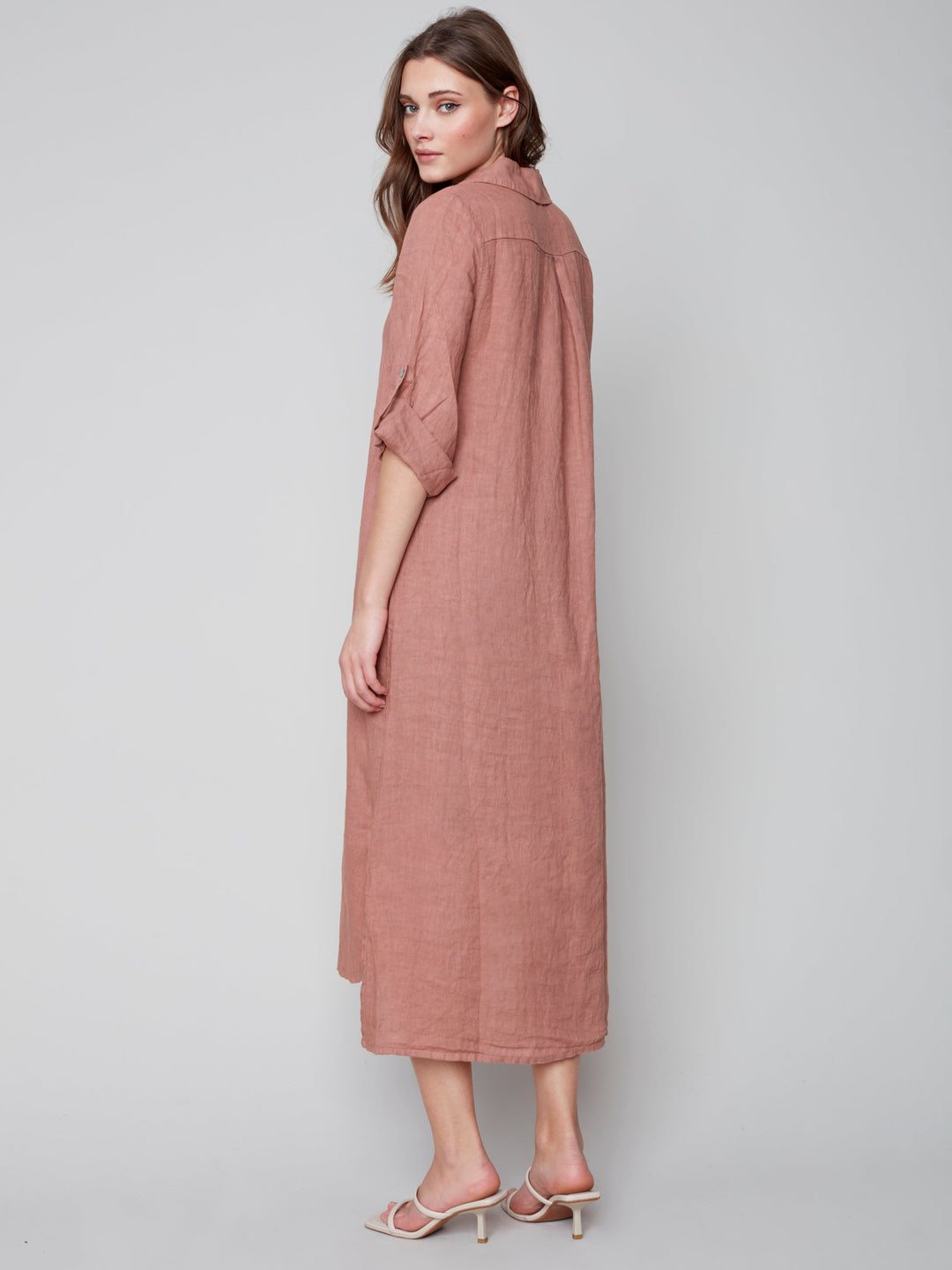 Long Button Up Linen Dress