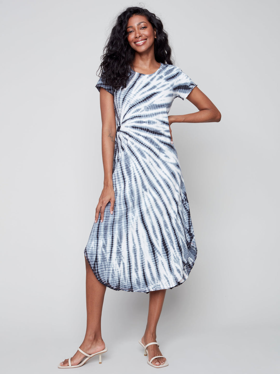 Short Sleeve Tie Dye Rounded Hem Dress
