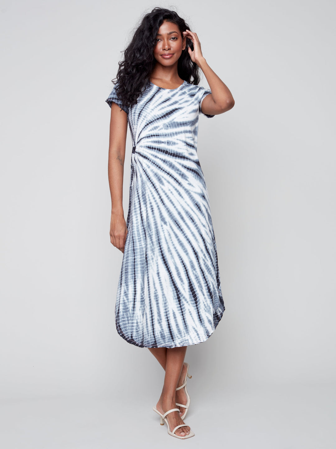 Short Sleeve Tie Dye Rounded Hem Dress