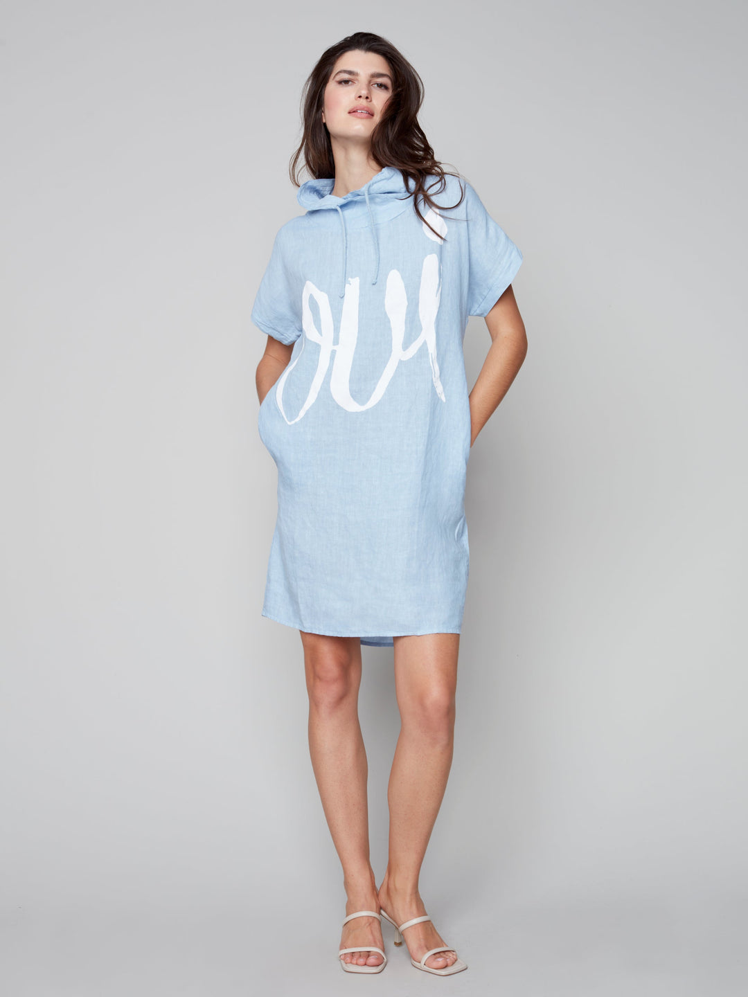 Oui Cowl Drawstring Short Sleeve Dress