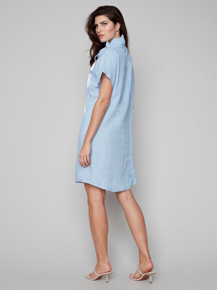 Oui Cowl Drawstring Short Sleeve Dress