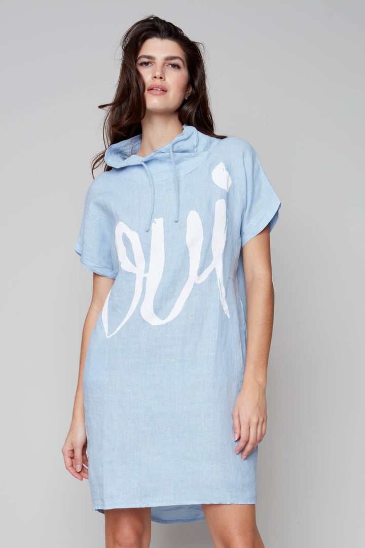 Oui Cowl Drawstring Short Sleeve Dress