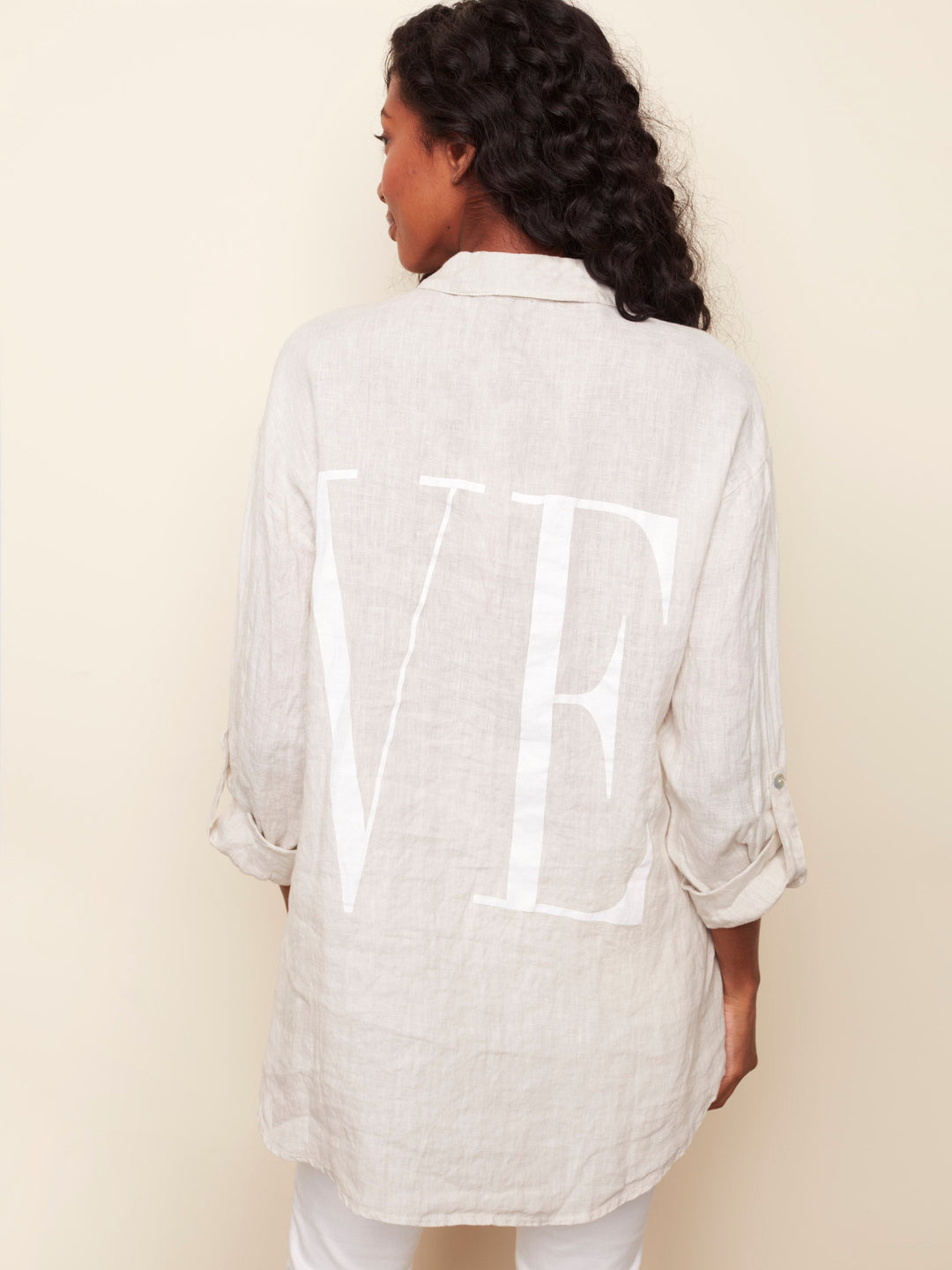 Botton "Love" Blouse With Roll Up Sleeve