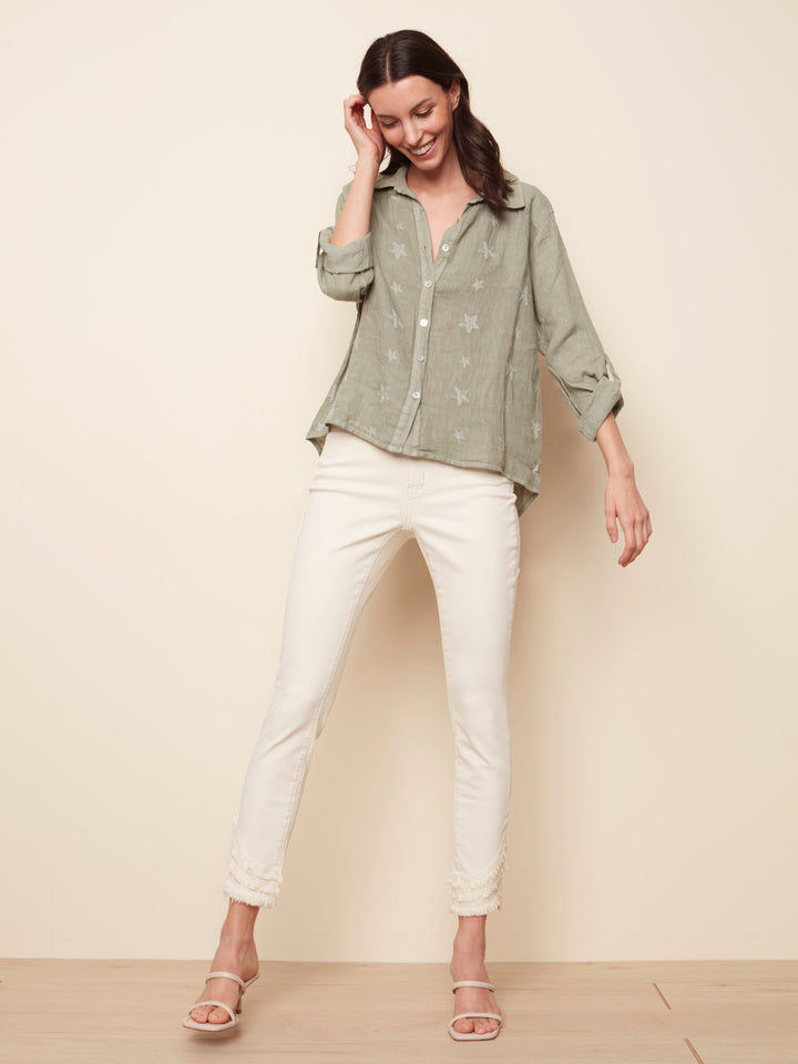 Embroidered Linen Blouse
