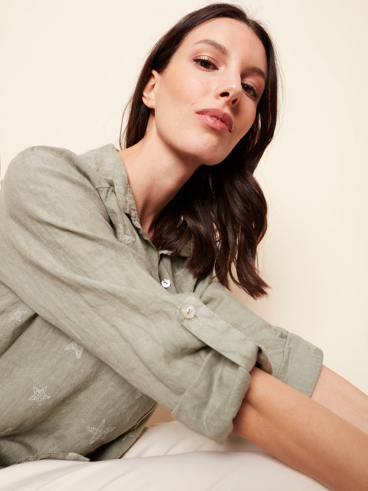 Embroidered Linen Blouse
