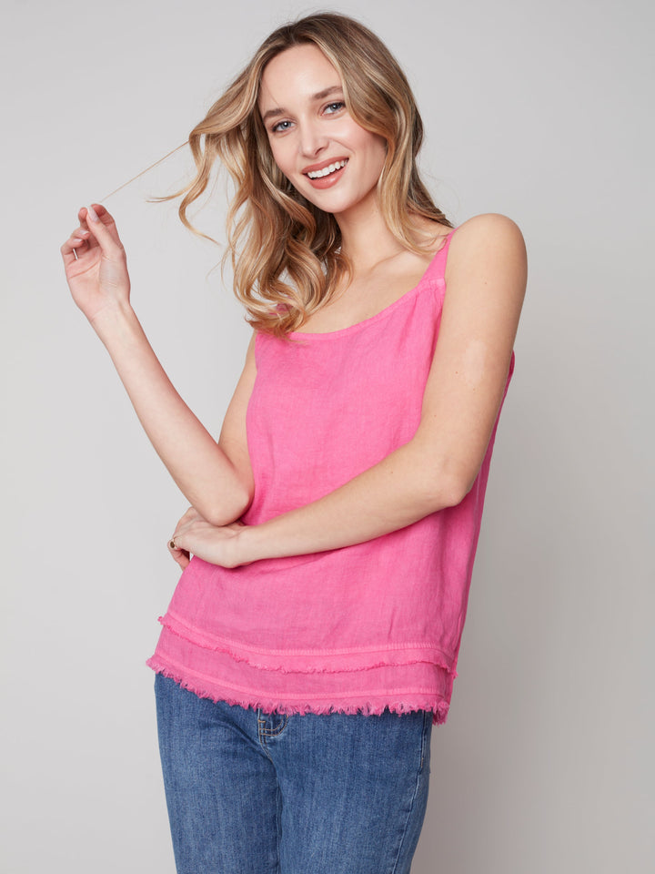 Sleeveless Square Neck Linen Top