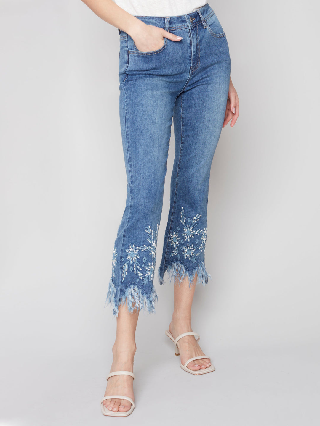 Stretch Bootcut Jean With Hem Detail