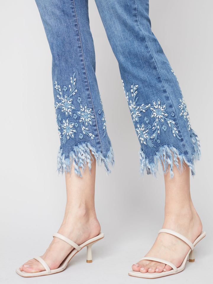 Stretch Bootcut Jean With Hem Detail
