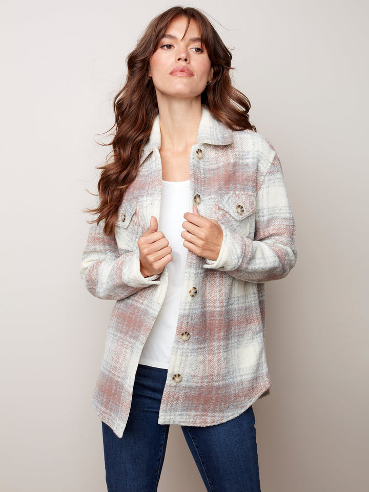 Boiled Wool Plaid Jacket