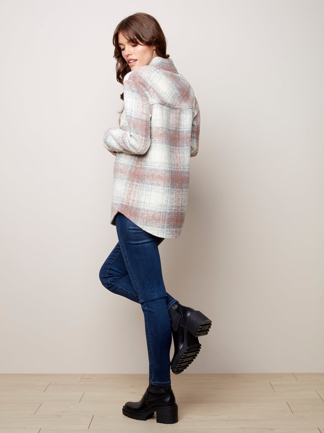 Boiled Wool Plaid Jacket