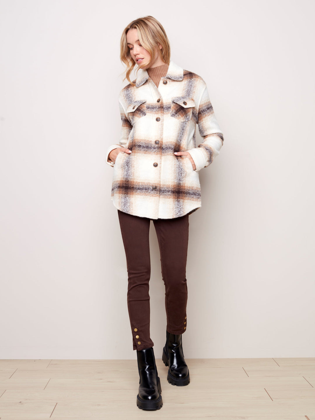 Boiled Wool Plaid Jacket