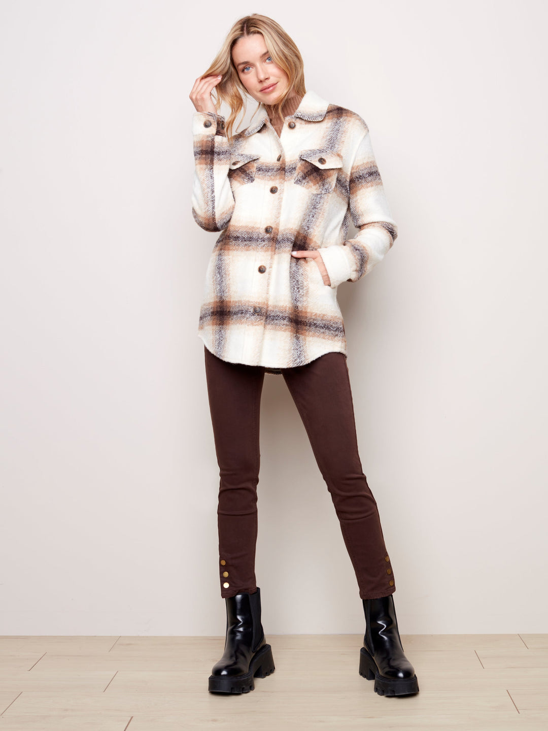 Boiled Wool Plaid Jacket