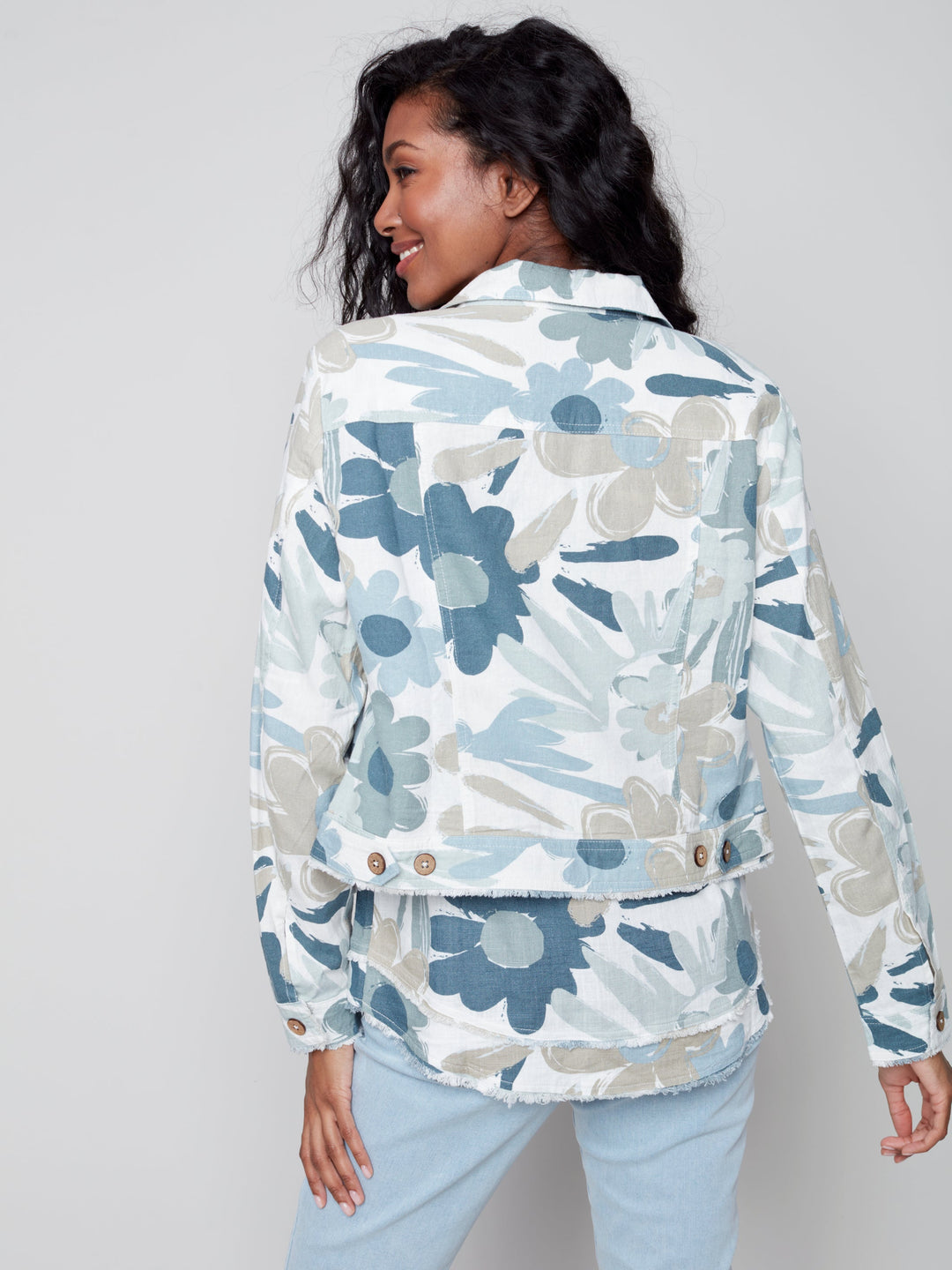 Linen Blend Print Jacket