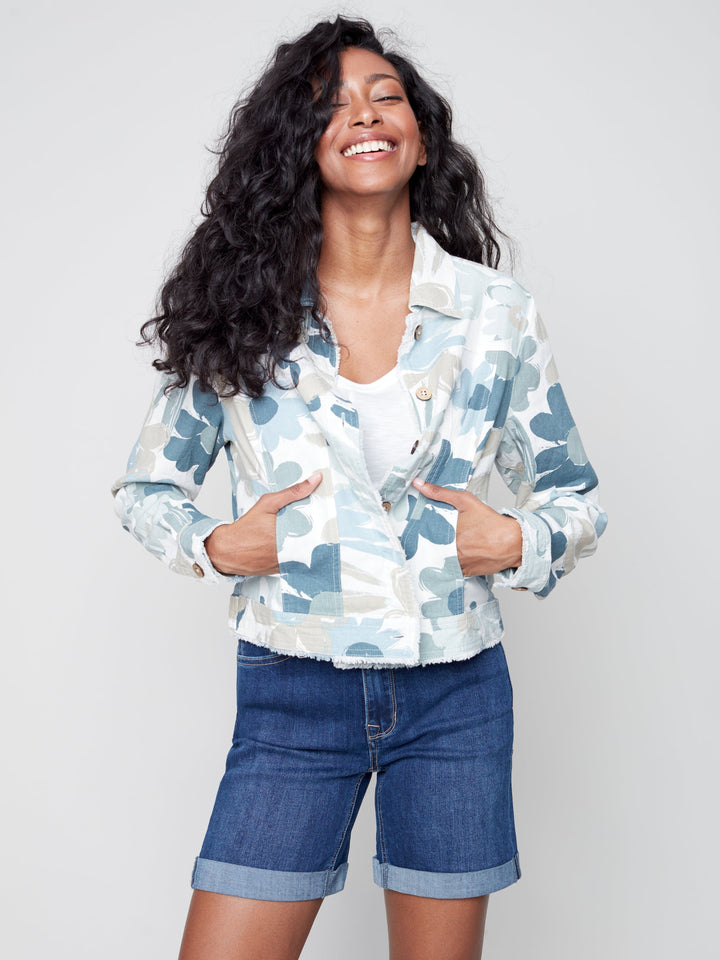 Linen Blend Print Jacket