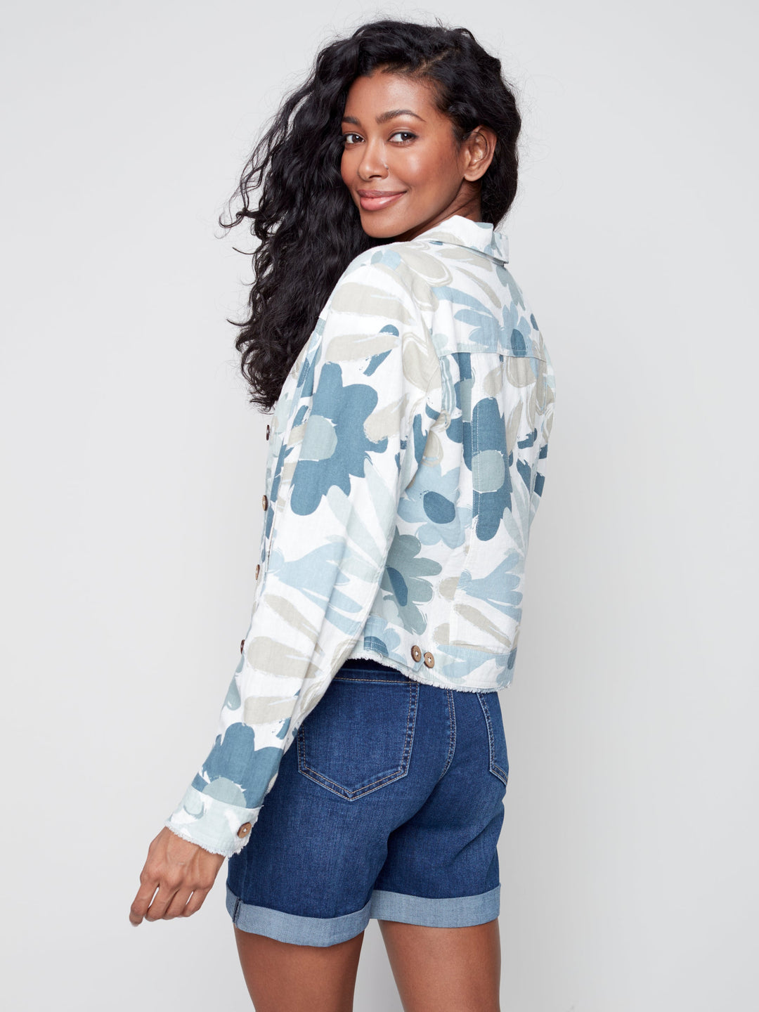 Linen Blend Print Jacket