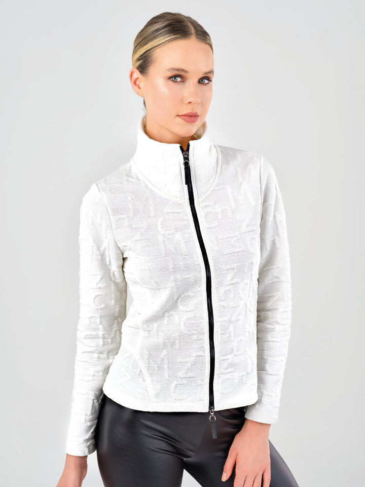 Embossed Knit Short Zip Jacket