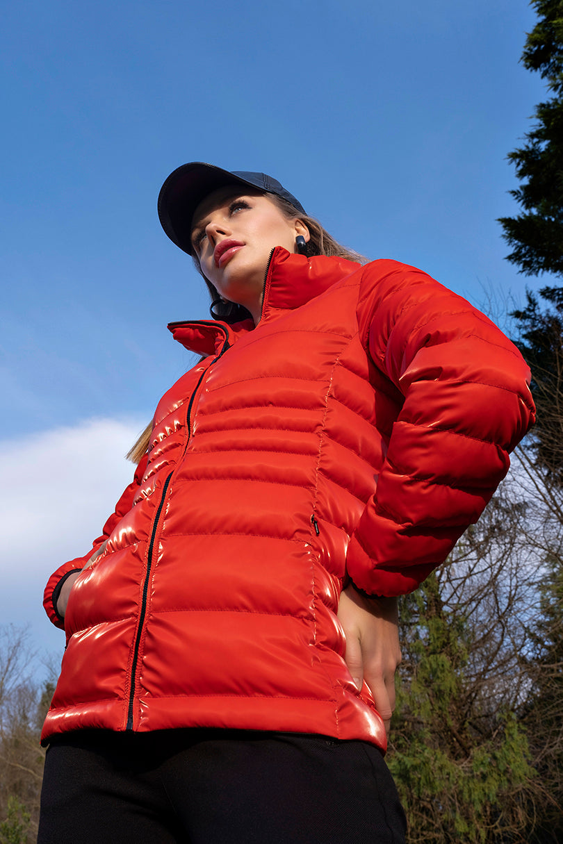 Iridescent Red Puff Jacket