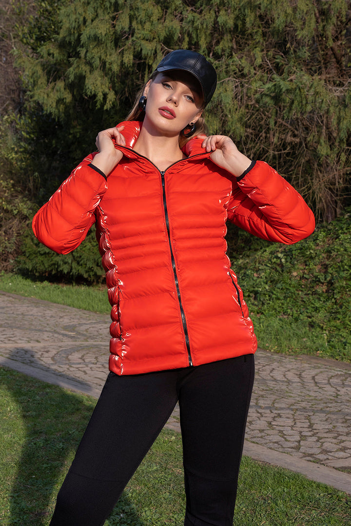 Iridescent Red Puff Jacket