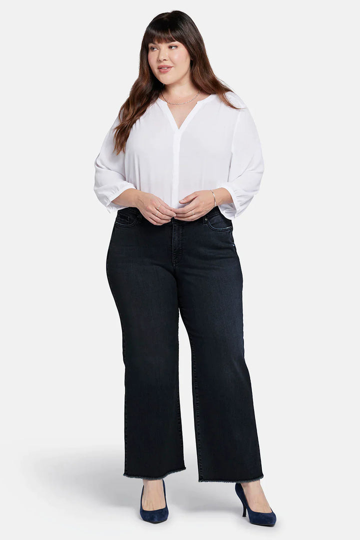 Plus Teresa Wide Leg Ankle Fray Hem