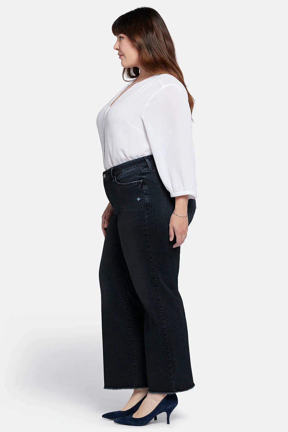 Plus Teresa Wide Leg Ankle Fray Hem