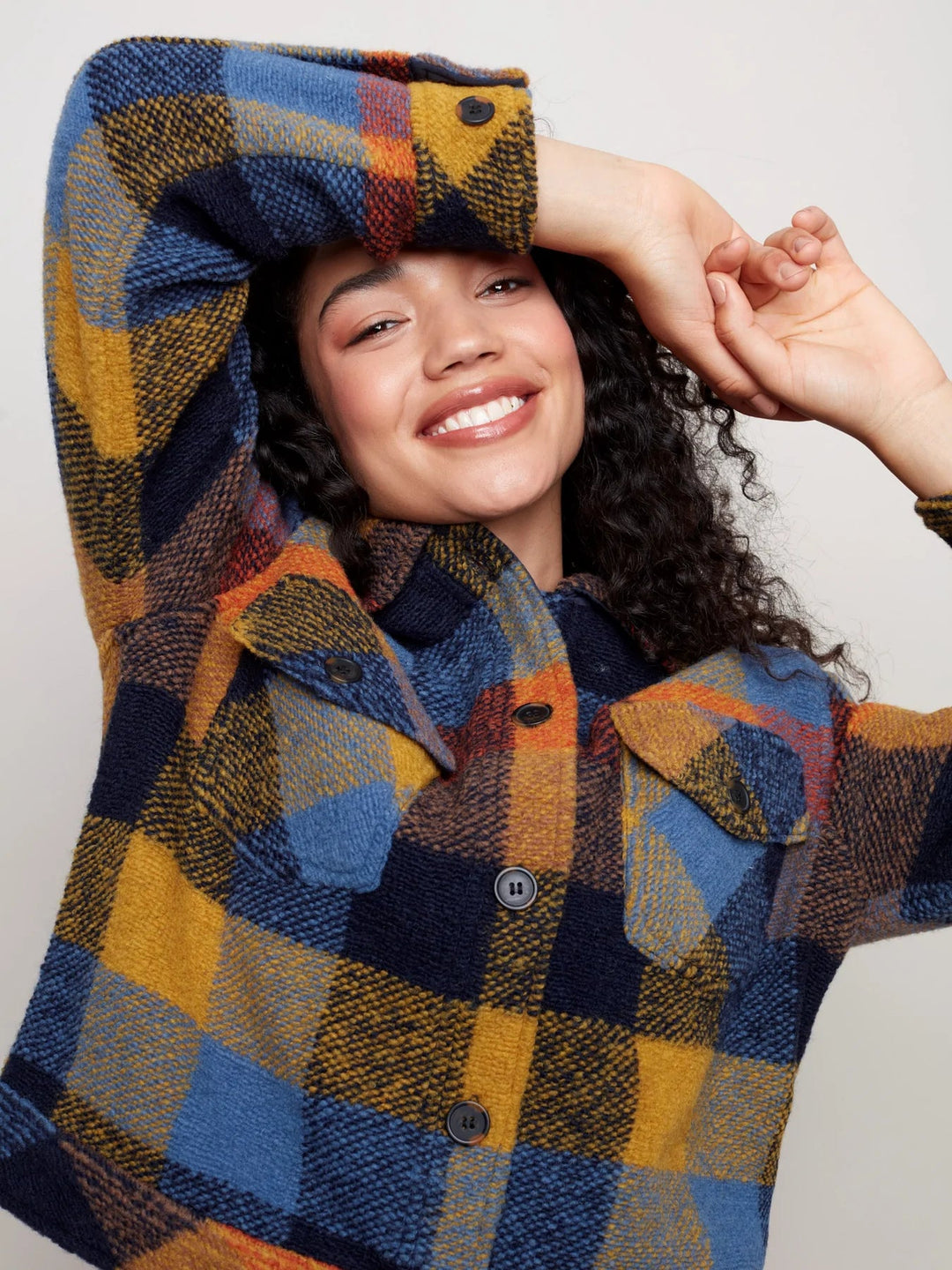 Boiled Wool Plaid Jacket