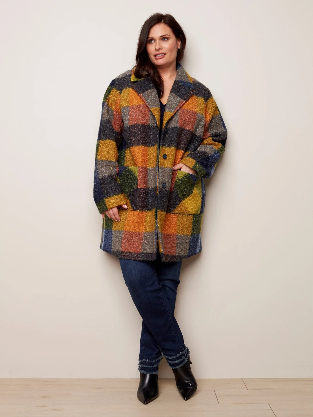 Plaid Boucle Coat