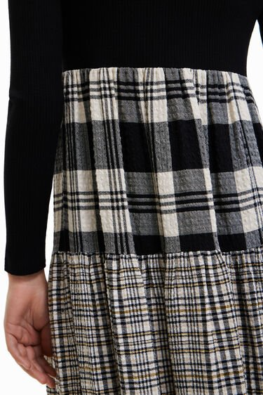 Rib Top Tartan Skirt Dress